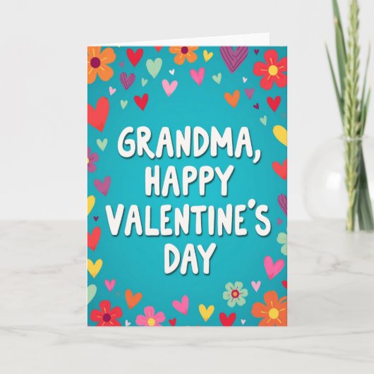 Cheerful Grandma Valentine Card Kaart (Voorkant)