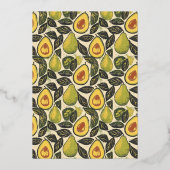 Cheerful Green Avocado Folie Uitnodiging (Achterkant)