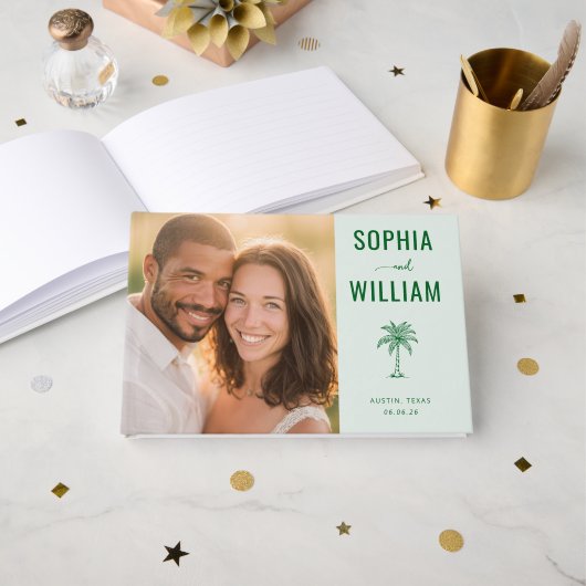 Cheerful Green Tropical Photo Gastenboek (Voorkant open)