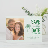 Cheerful Green Tropical Photo Save The Date (Staand voorkant)