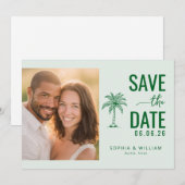 Cheerful Green Tropical Photo Save The Date (Voorkant / Achterkant)