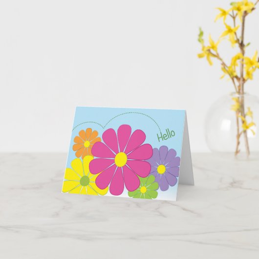 Cheerful Hallo Flowers Note Card Kaart (Gele Bloem)