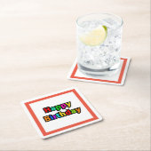 Cheerful Happy Birthday-tekst Kartonnen Onderzetters (Insitu)