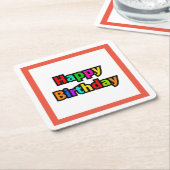 Cheerful Happy Birthday-tekst Kartonnen Onderzetters (Schuin)