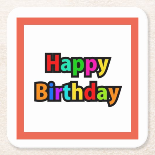 Cheerful Happy Birthday-tekst Kartonnen Onderzetters (Voorkant)