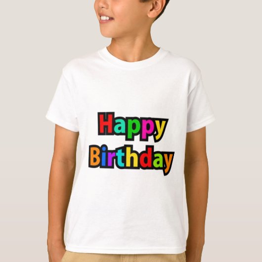 Cheerful Happy Birthday-tekst T-shirt (Voorkant)