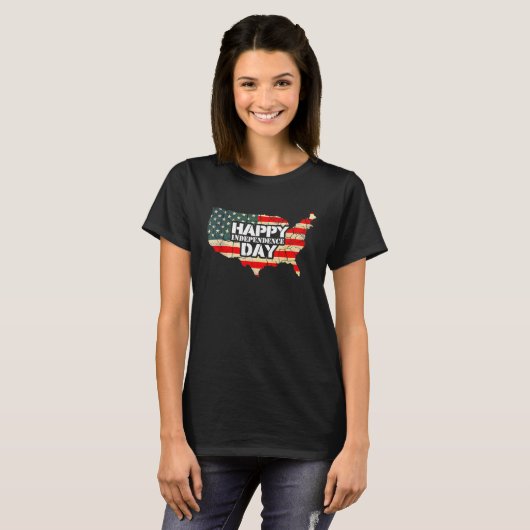 Cheerful Happy Independence Day Artwork  Happy 4th T-shirt (Voorkant volledig)