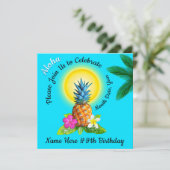 Cheerful Hawaiian Birthday Invitations Kaart (Staand voorkant)