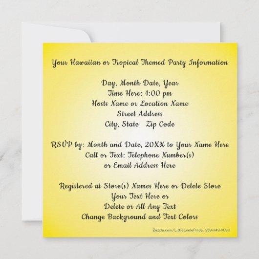 Cheerful Hawaiian Birthday Invitations Kaart (Achterkant)