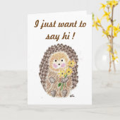 Cheerful hedgeel wenskaart kaart (Gele Bloem)