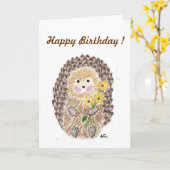 Cheerful hedgel-verjaardagskaart kaart (Gele Bloem)