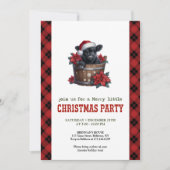 Cheerful highland cow invite red poinsettia charm kaart (Voorkant)