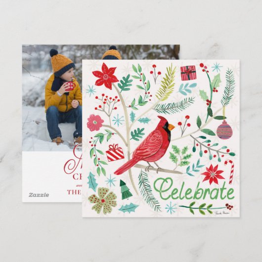 Cheerful Holiday - Celebrate Feestdagenkaart (Voorkant / Achterkant)