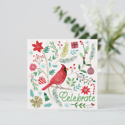 Cheerful Holiday - Celebrate Feestdagenkaart (Staand voorkant)