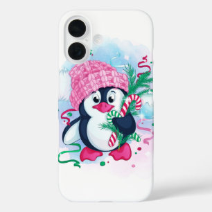 Cheerful Holiday Penguin iPhone 16 Hoesje