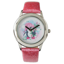 Cheerful Holiday Penguin Horloge