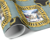 Cheerful Holiday Snow Scene Kerstmis Cadeaupapier (Rol Hoek)