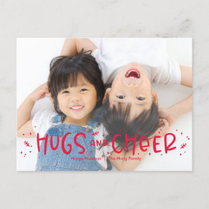 Cheerful Hug Editable Color Photo Holiday Briefkaa Feestdagenkaart