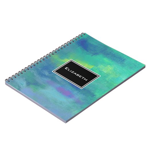 Cheerful Impressionist Abstract in Groen en Blauw Notitieboek (Linkerzijde)