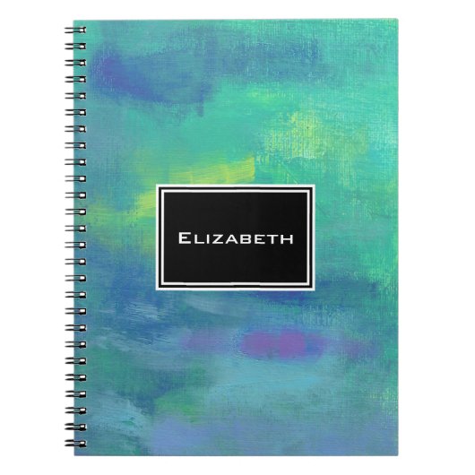 Cheerful Impressionist Abstract in Groen en Blauw Notitieboek (Voorkant)