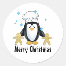 Cheerful Kerstpinguin Holiday sticker