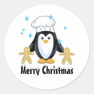 Cheerful Kerstpinguin Holiday sticker