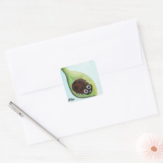 Cheerful Ladybug Vierkante Sticker (Envelop)