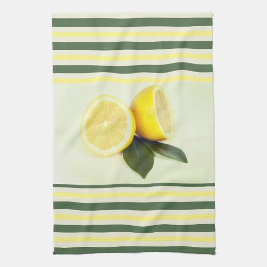 Cheerful Lemons en Stripes Kitchen Towel Theedoek (Verticaal)