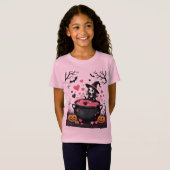 Cheerful Little Witch And A Bubbling Cauldron T-shirt (Voorkant volledig)
