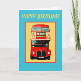 Cheerful London Bus Birthday Card Kaart