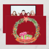 Cheerful Merry Kerstfeestdag Wreatfoto Feestdagenkaart (Voorkant / Achterkant)