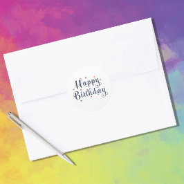 Cheerful Multicolor Happy Birthday Stippen Ronde Sticker