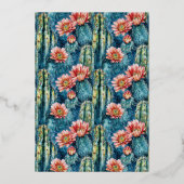 Cheerful Navy Botanical Cactus and Flowers Folie Uitnodiging (Achterkant)