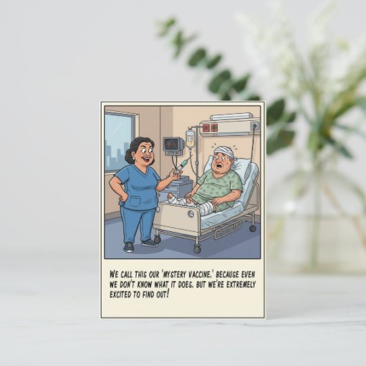 Cheerful Nurse Injecting Scared Patient Get Well Briefkaart (Staand voorkant)