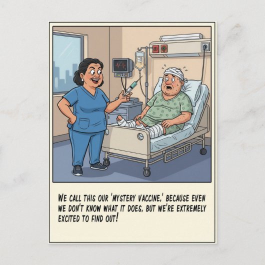 Cheerful Nurse Injecting Scared Patient Get Well Briefkaart (Voorkant)