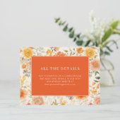 Cheerful Orange Floral Informatiekaartje (Staand voorkant)