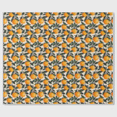 Cheerful Orange Leafy Illustration Cadeaupapier (Vlak)