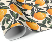 Cheerful Orange Leafy Illustration Cadeaupapier (Rol Hoek)
