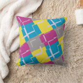 CHEERFUL Paars Blauw Geel Patroon Kussen (Deken)