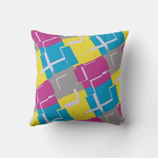 CHEERFUL Paars Blauw Geel Patroon Kussen (Achterkant)