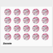 CHEERFUL PACHYDERM IN PINK PAJAMAS, HEART CUPCAKE RONDE STICKER (Vel)