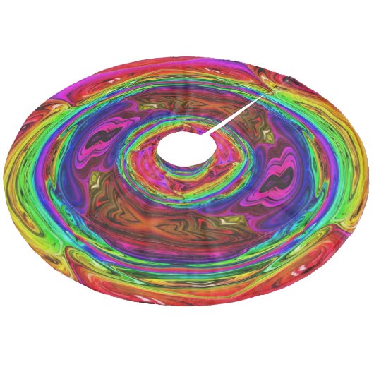 Cheerful Paint fluid Acrylic Happy Tie Dye Fleece Kerstboom Rok (Gekanteld)