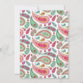 Cheerful Paisley Pink & Turquoise Folk art Floral Kaart (Achterkant)