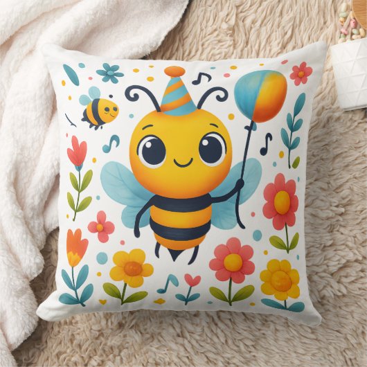 Cheerful Party Bee Decorative Pillow Kussen (Deken)