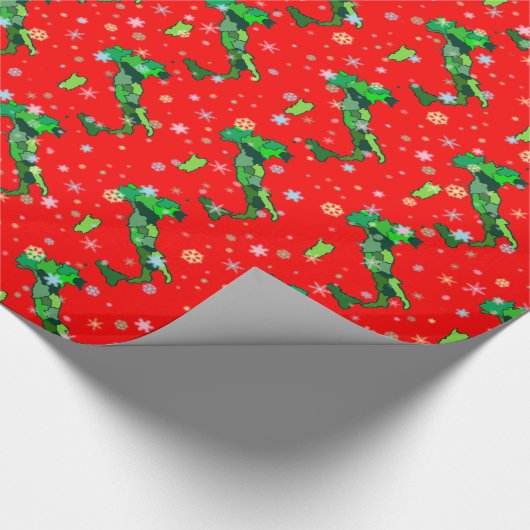 Cheerful Pastel Snowflakes and Map of Italy Cadeaupapier (Hoek)