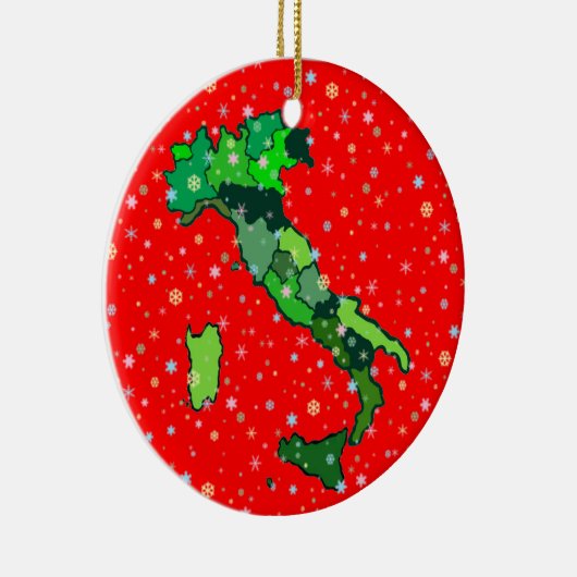 Cheerful Pastel Snowflakes and Map of Italy Keramisch Ornament (Rechts)