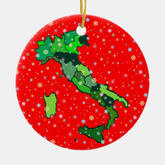 Cheerful Pastel Snowflakes and Map of Italy Keramisch Ornament (Voorkant)