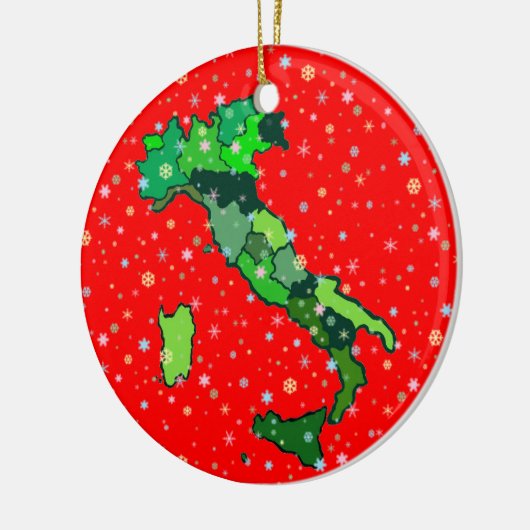 Cheerful Pastel Snowflakes and Map of Italy Keramisch Ornament (Links)