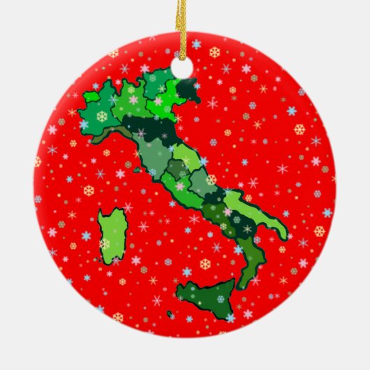 Cheerful Pastel Snowflakes and Map of Italy Keramisch Ornament (Achterkant)