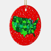 Cheerful Pastel Snowflakes and United States Map Keramisch Ornament (Rechts)